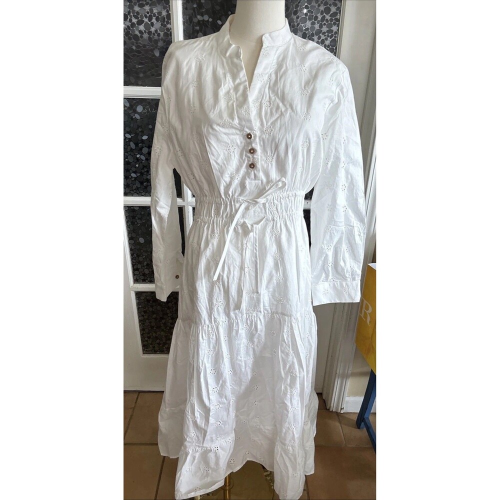 Ethnic Dress Cotton Eyelet  Sz L Prairie Cottage